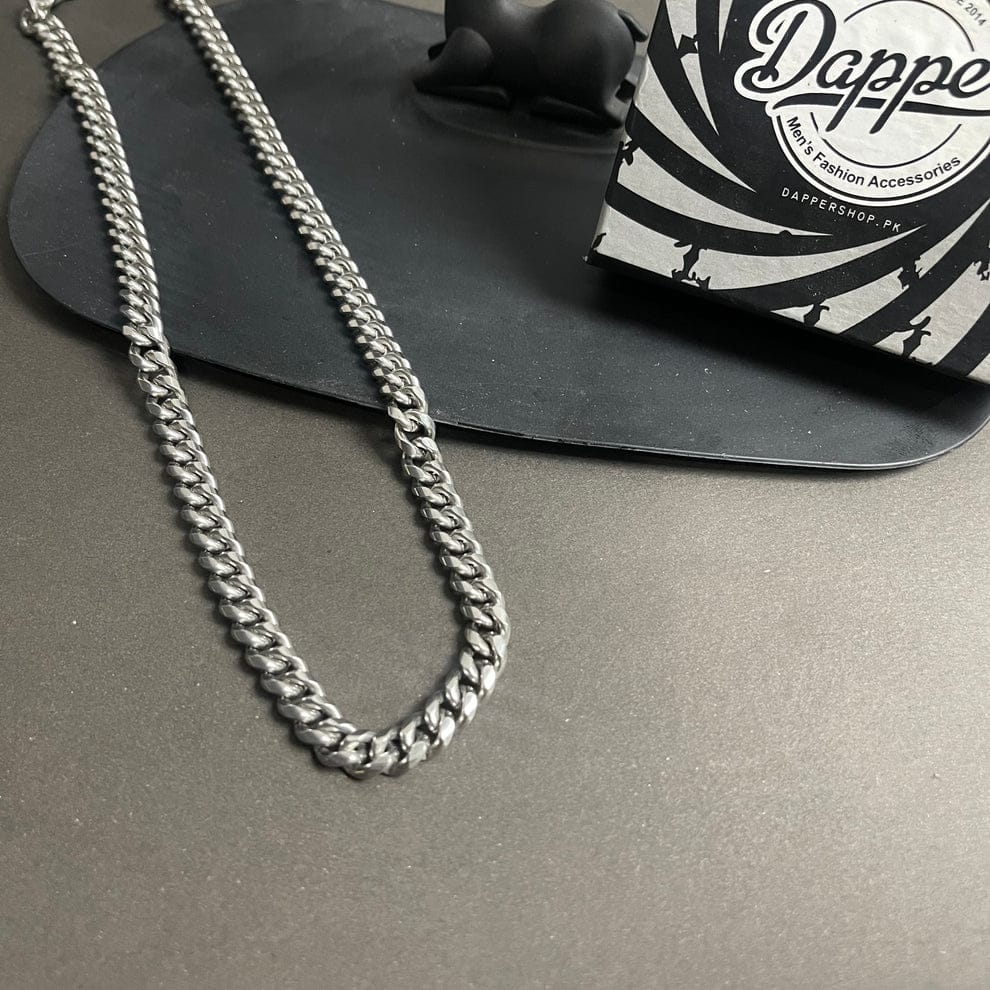 9mm Silver Cuban Round Link Neck Chain For Men & Woman