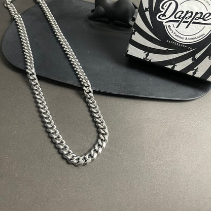 9mm Silver Cuban Round Link Neck Chain For Men & Woman