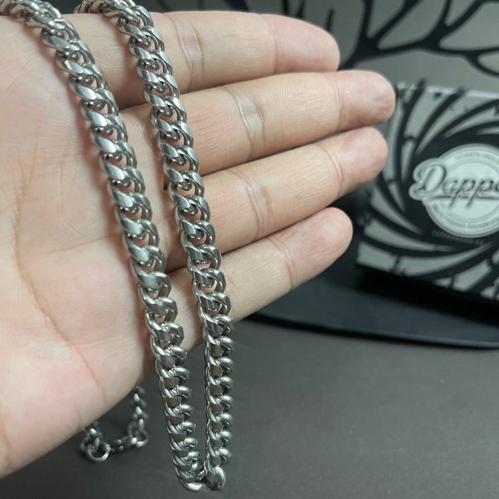 9mm Silver Cuban Round Link Neck Chain For Men & Woman