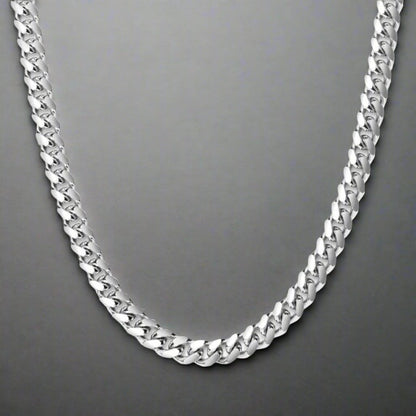 9mm Silver Cuban Round Link Neck Chain For Men & Woman