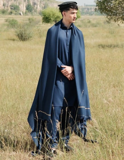 NAVY BLENDED MEN SHAWL