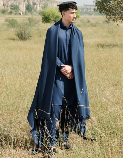 NAVY BLENDED MEN SHAWL
